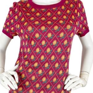 Comfy vintage inspired short sleeve plus sized ModCloth floral sweater 2X